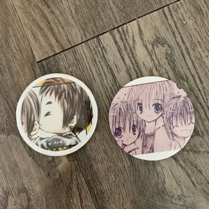 2 Anime Pins 3 inch lapel character collect collector badge